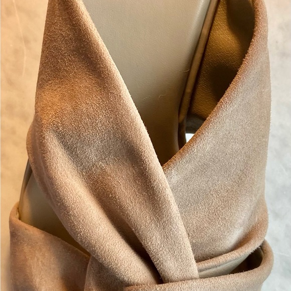 Taupe suede mule with two inch heel - Picture 10 of 11